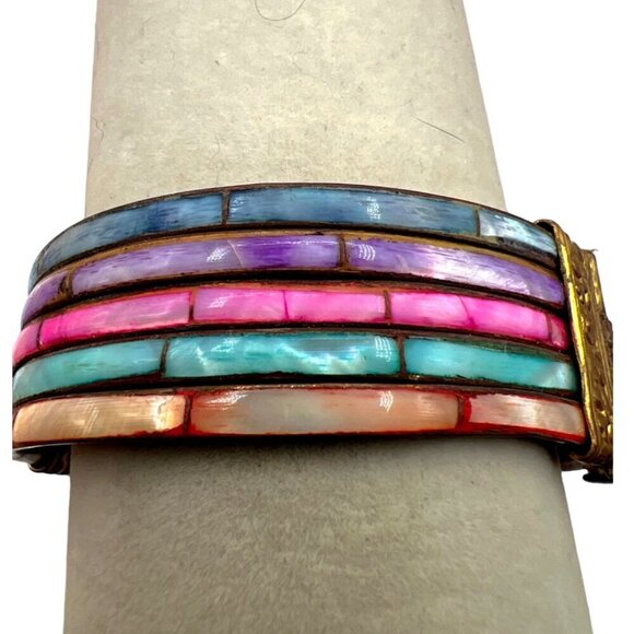 Vintage Boho Style Necklace & Bracelet Set With Multicolor Faux Gemstones.   N57 - Picture 12 of 14